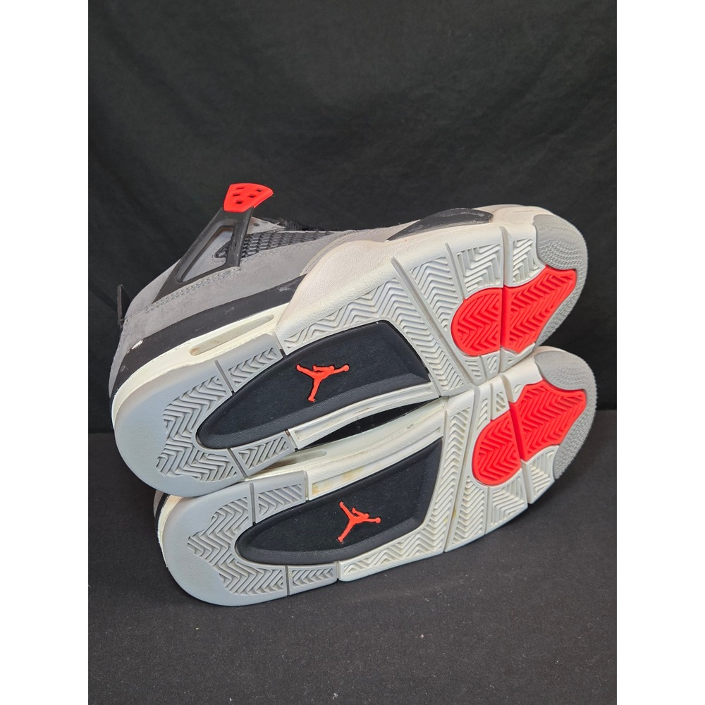Air Jordan 4 Retro Infrared Grey Black Red Kids Nike Sneakers Size 5.5Y - Picture 7 of 9
